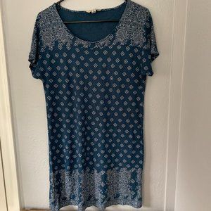 Lucky Brand Blue Paisley T-Shirt Dress Size S